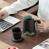 Mountain Design Ceramic Tea Mug With Filter