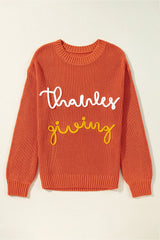 THANKSGIVING Round Neck Long Sleeve Sweater