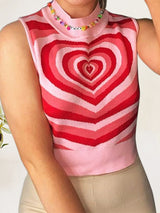 Heart Mock Neck Sweater Vest