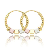 Hollow Rosette Earrings With Gold Contrast Hoops