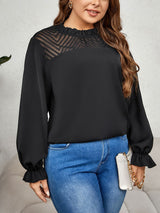 Honey Plus Size Round Neck Flounce Sleeve Blouse