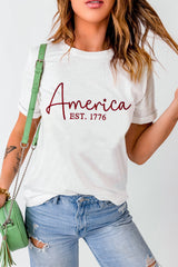 Letter Graphic Round Neck Short Sleeve T-Shirt