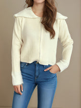 Zip Up Collared Neck Long Sleeve Cardigan