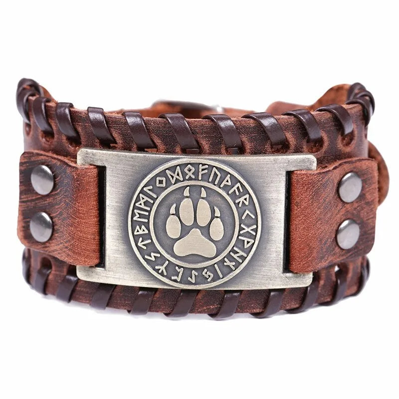 Bear Paw Handmade Braided Genuine Leather Strap