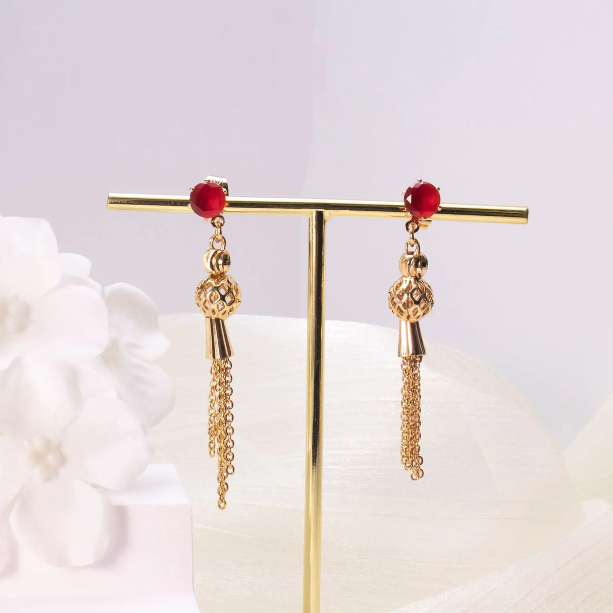 Gold-plated Diamond Tassel Earrings Eardrops Jewelry For Women