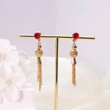 Gold-plated Diamond Tassel Earrings Eardrops Jewelry For Women