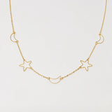 Moon And Star Necklace, Gold