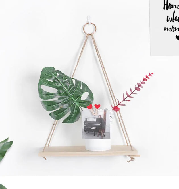 Wooden Rope Swing Shelf