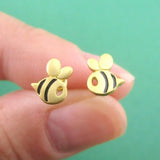 Baby Bee Earrings Variation Gold With Black Accents