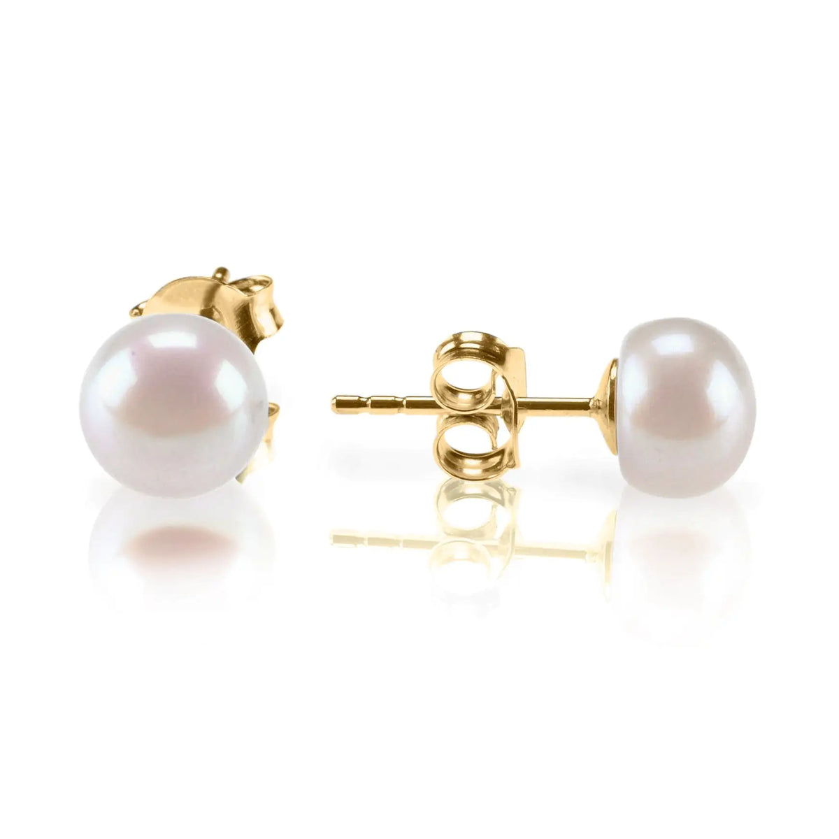 PAVOI Sterling Silver, 14K Gold Plated, AAA+ Quality Handpicked Freshwater Cultured Stud Pearl Earrings Yellow Gold 5.5mm