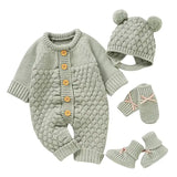 Baby Knit Set - Romper, Beanie, Mittens & Booties