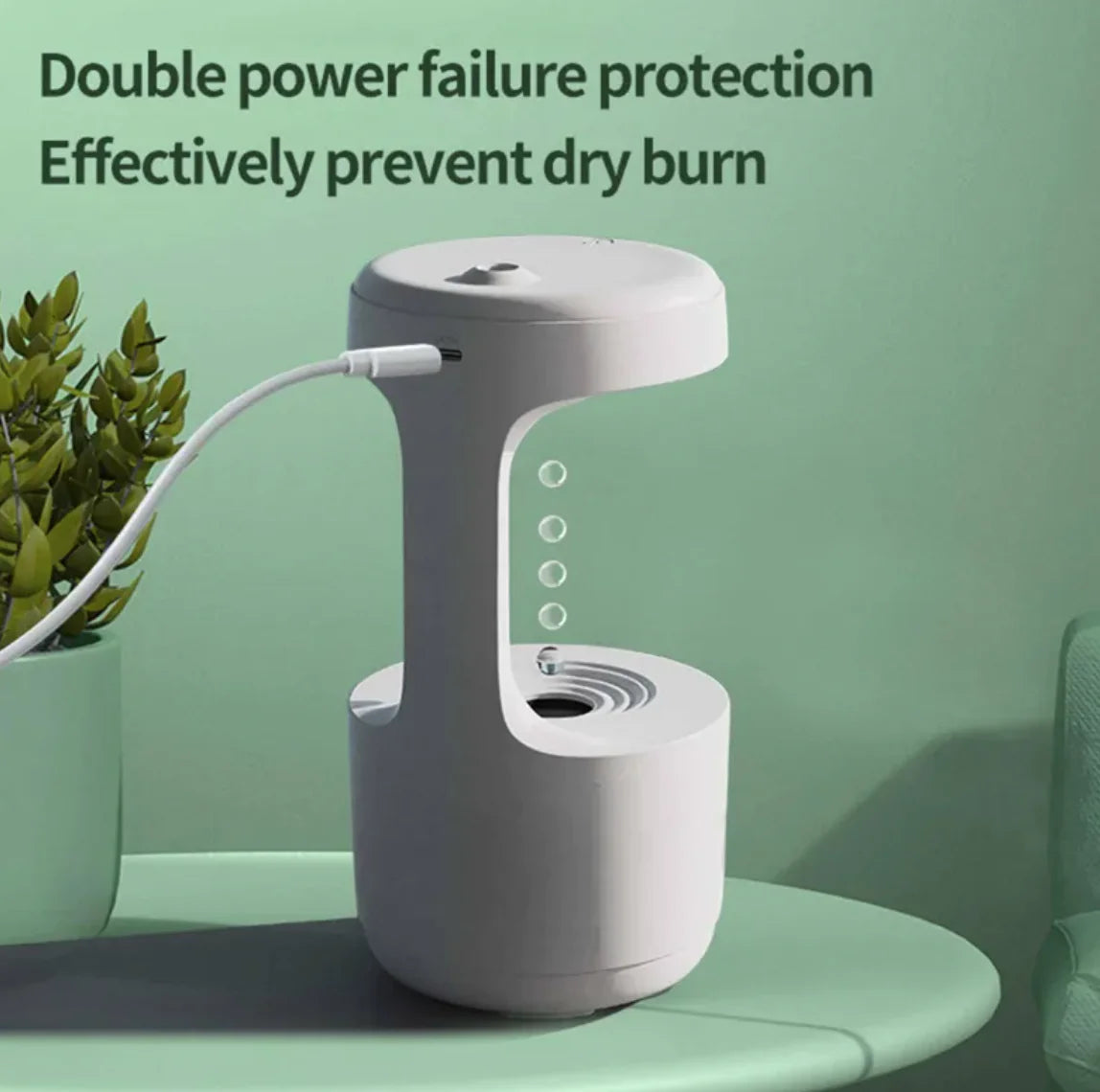 Bedroom Anti-Gravity Humidifier With Clock Water Drop Backflow Aroma Diffuser Large Capacity Office Bedroom Mute Heavy Fog Household Sprayer