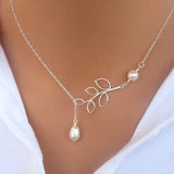 Pearls Of Joy Lariat Necklace In White Gold And Yellow Gold Plating