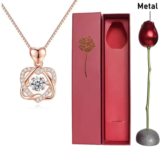 Smart Heart 925 Silver Plated Rose Gold Necklace