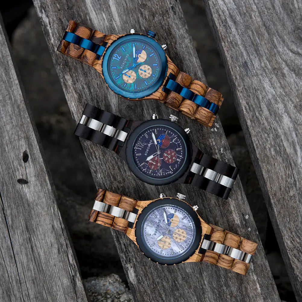 Luxury Wooden Chronograph Watch for Men