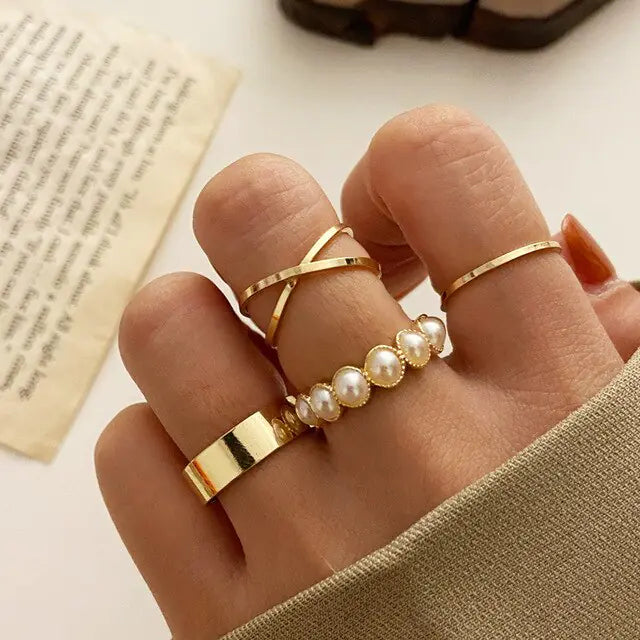 Fashion Boho Crystal Joint Ring Set