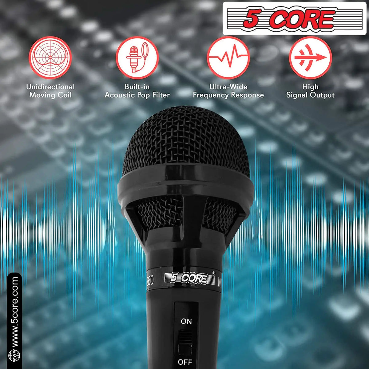 5Core XLR Microphone Dynamic Mic Karaoke Singing Studio Mics Handheld Microfono