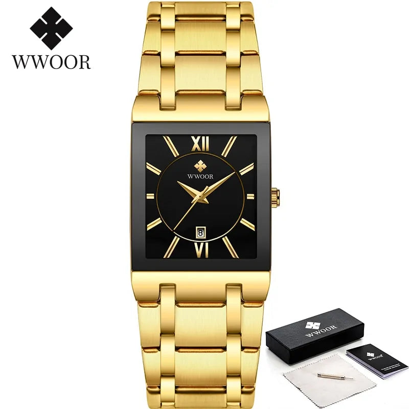 WWOOR Gold Square Men's Quartz Watch