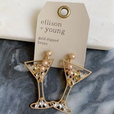 Gold Martini Dangle Earrings