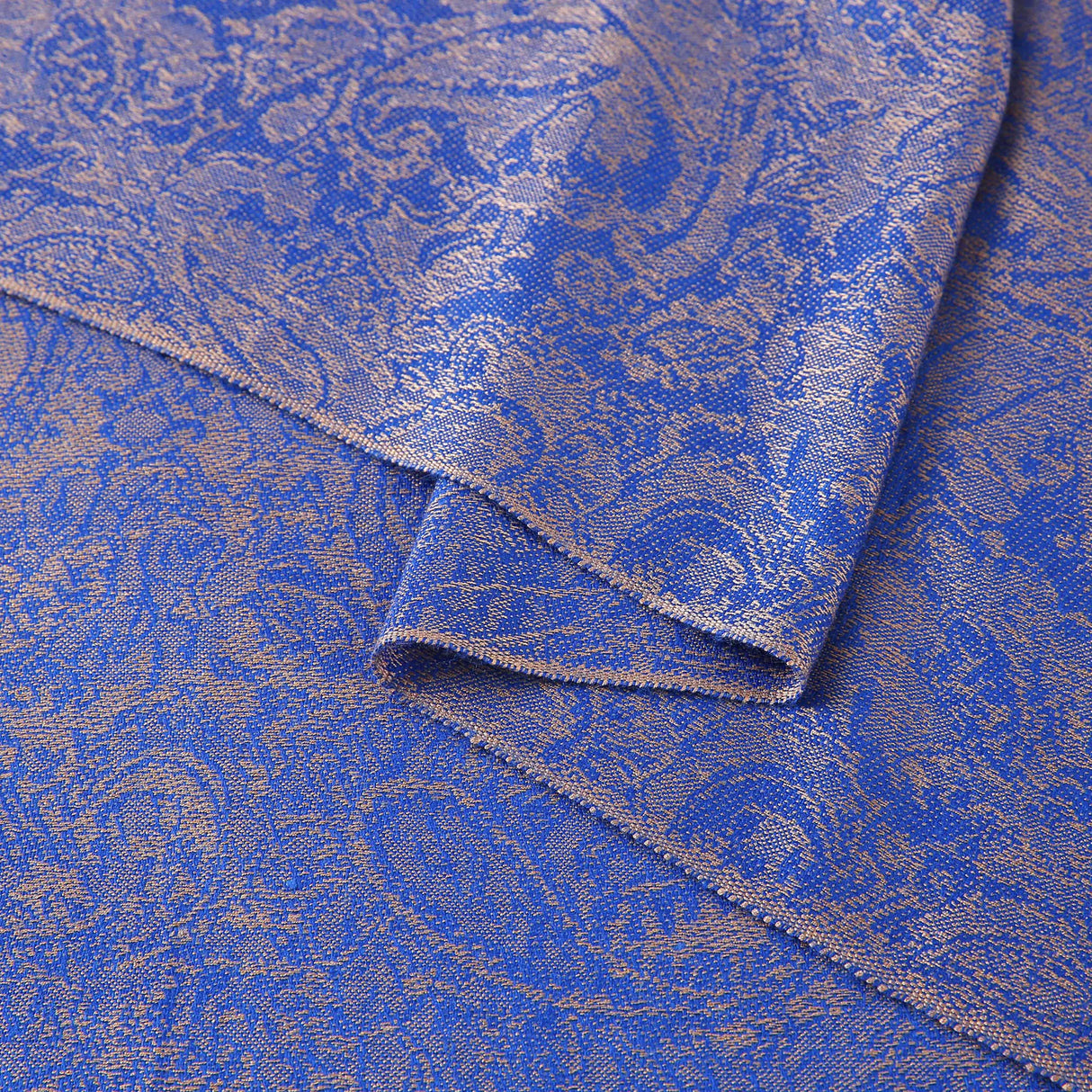 Paisley Pashmina Silk Scarf Shawl Jacquard Cashmere Wrap Stole Two Tones Reversible 177-royal Blue Beige