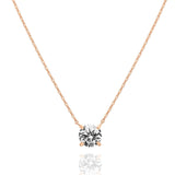 PAVOI 14K Gold Plated Crystal Solitaire 1.5 Carat (7.3mm) CZ Dainty Choker Necklace | Gold Necklaces for Women Rose Gold 18K Gold Vermeil