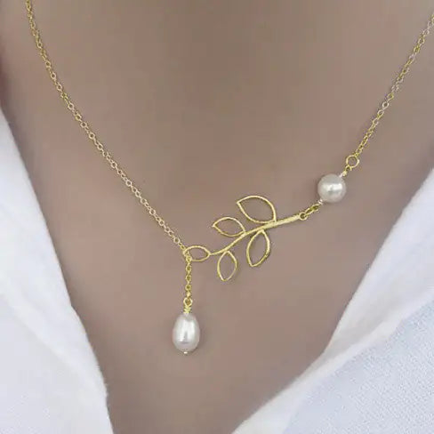 Pearls Of Joy Lariat Necklace In White Gold And Yellow Gold Plating