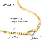 Women's Gold Plated Cuban Link Heart Necklace