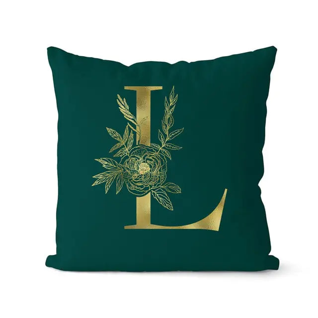 Green Pillowcase Gold Letters