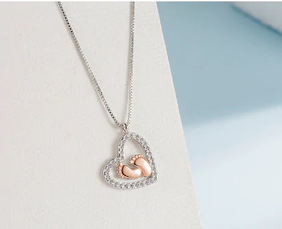 Sterling Silver Love Footprint Necklac