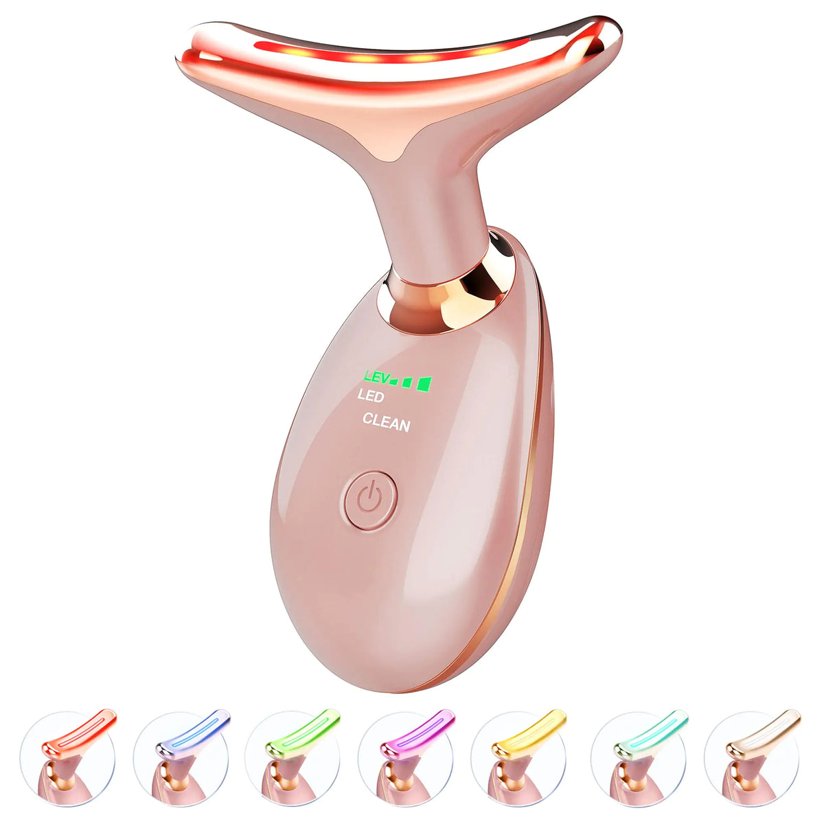 7 Color Light Based Face-Neck-Massager - Facial Massager for Skin Care, Rose Gold Rose Gold A1