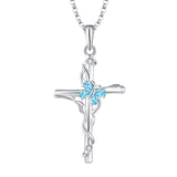 Zircon Cross Pendant Sterling Silver Necklace