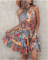 Summer Chic Halter Dress - European & American Print