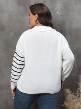 Plus Size Striped V-Neck Sweater