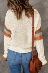 Contrast Round Neck Dropped Shoulder Sweater