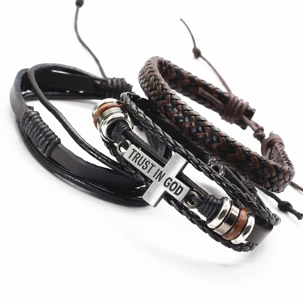 Leather Bracelets Men Bangles