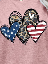 US Flag Leopard Heart Graphic Tee