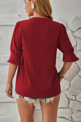 Notched Half Sleeve T-Shirt