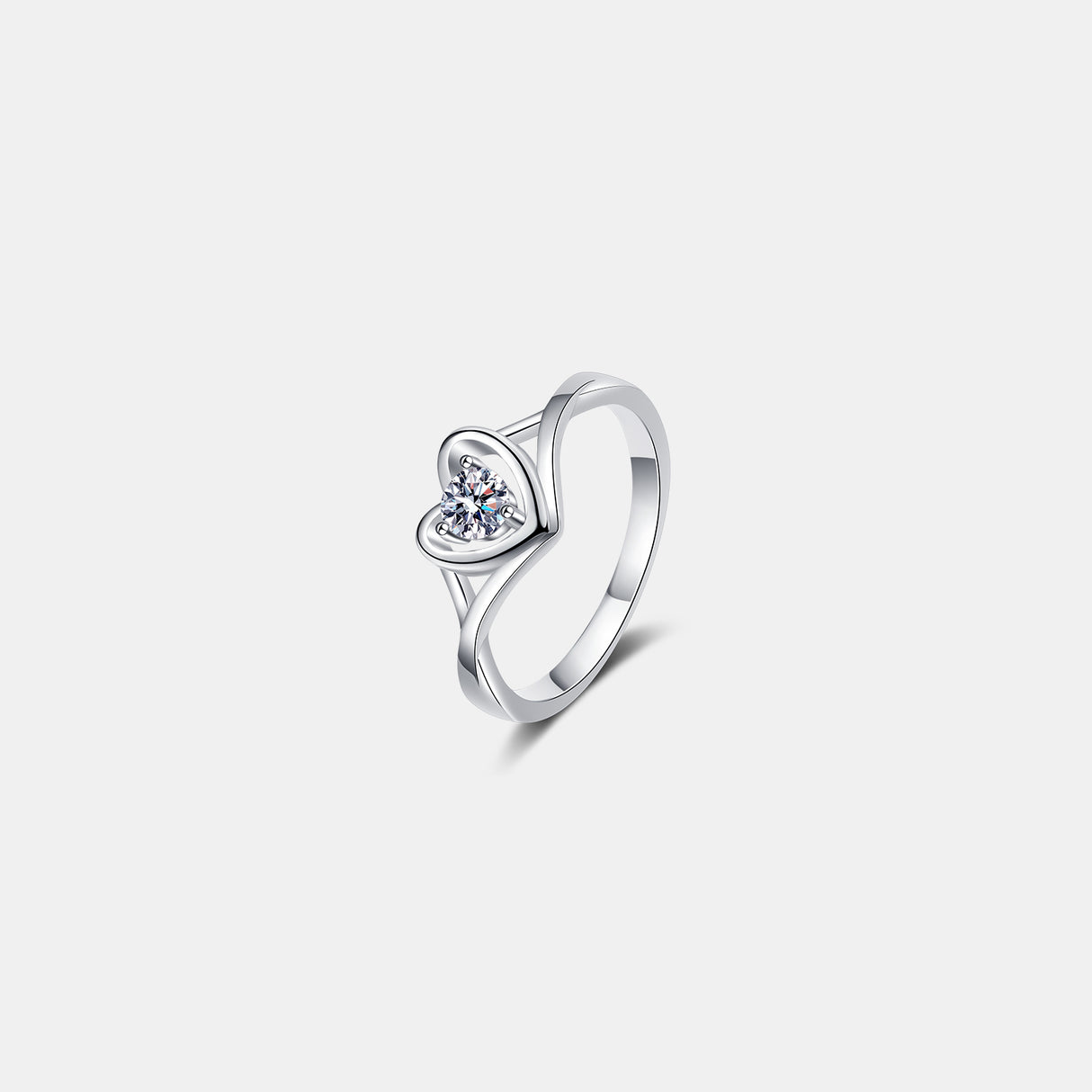 Moissanite Heart 925 Sterling Silver Ring