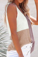 Color Block V-Neck Knit Vest