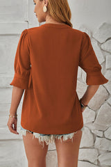 Notched Half Sleeve T-Shirt