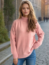 Solid Color Turtleneck Long Sleeve Sweater