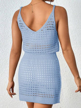 Openwork V-Neck Sleeveless Cover Up Dress