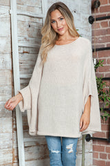 Round Neck Batwing Sleeve Sweater