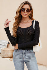 Scoop Neck Long Sleeve Knit Top