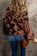 Leopard Round Neck Long Sleeve Sweater