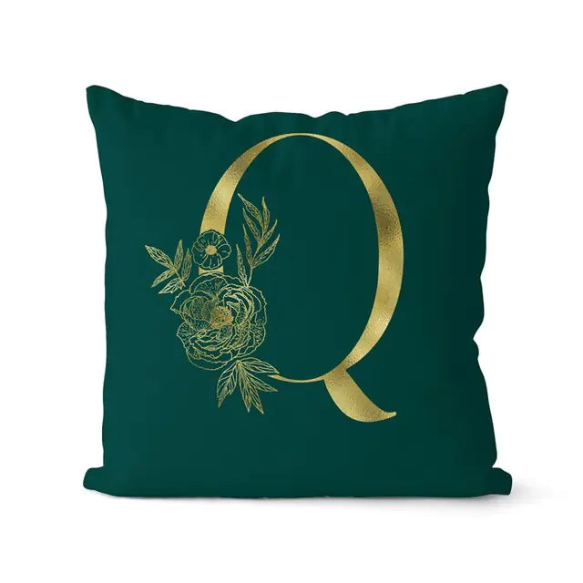 Green Pillowcase Gold Letters