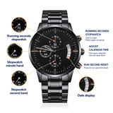 Card Black Chronograph Watch with Engraving For Son