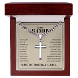 Cuban Link Chain with Engraved Artisan Cross For Grandpa