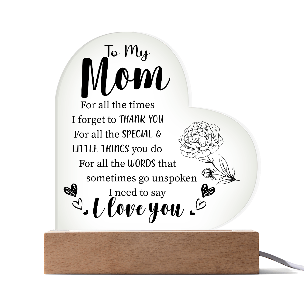 Acrylic Heart Plaque For Mom