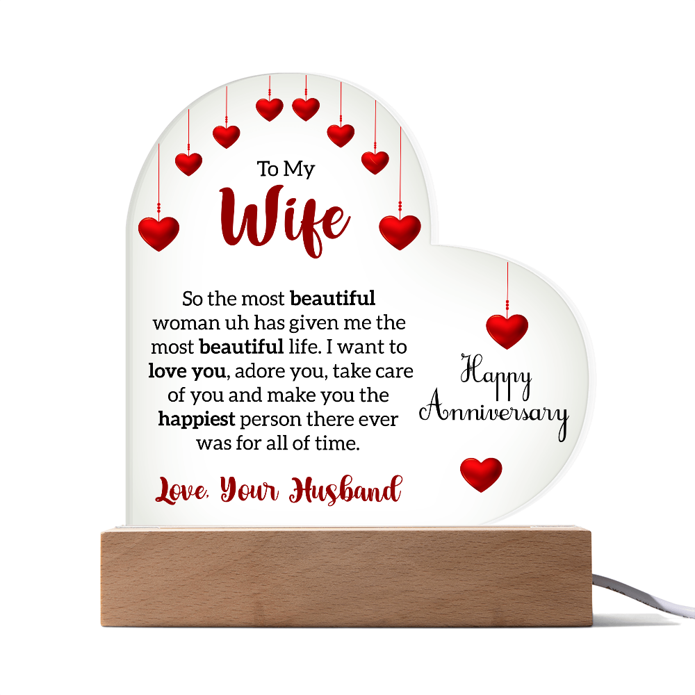 Acrylic Heart Plaque For Wife